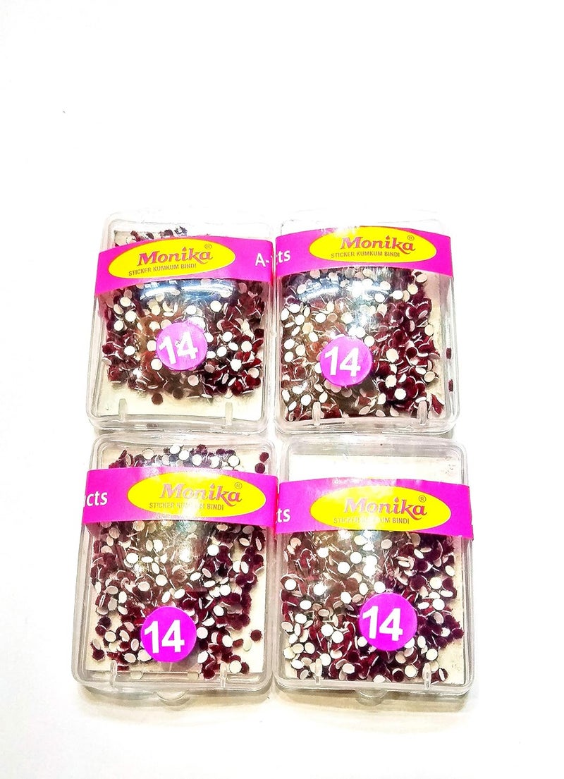 MK Monika Round Shape Classy MAROON BindisTikaliTikli For WomenGirls Bindi Size 14 Exactly Same as in Image 4 Box - Image 1