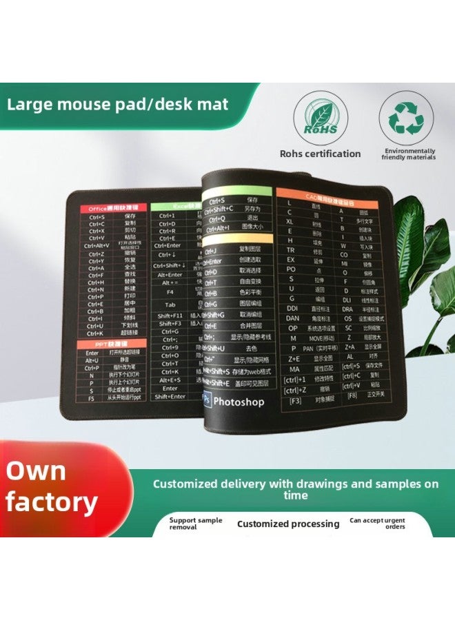 Office Mouse Pad Shortcut Key Formula Table Pad Dormitory Learning Extra Thickened Pad Home Game Keyboard Mouse Pad-Color:Lock Edge 3MM Thickness-Pattern:260*210mm Lotus - Image 2