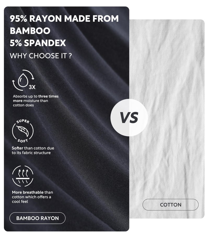 DAVID ARCHY Mens Underwear Bamboo Rayon Boxers for Men Breathable and Cool Men's Boxer Shorts with Button Fly 3 Pack (L,Navy Blue/Black/Dark Gray) - Image 2