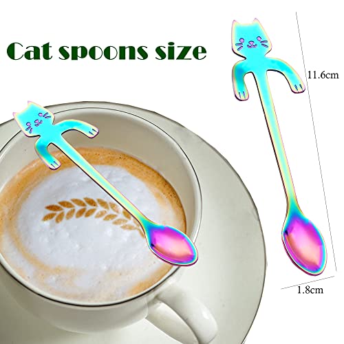 ESRISE Cat Spoon Coffee Tea Spoon Set, ESRISE Stainless Steel Mini Cute Kitten Stirring Teaspoons for Dessert Drink Mixing Milkshake (Multicolor) - Image 2