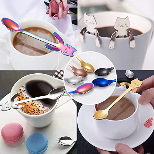 ESRISE Cat Spoon Coffee Tea Spoon Set, ESRISE Stainless Steel Mini Cute Kitten Stirring Teaspoons for Dessert Drink Mixing Milkshake (Multicolor) - Image 5
