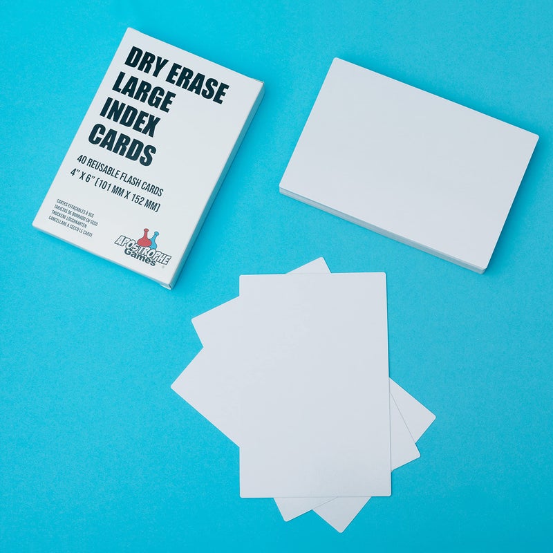 Apostrophe Games Large Dry Erase Index Cards â€“ 40pcs Laminated 4x6" Cards Blank w/Box â€“ Reusable Dry Erase Note Cards for School, Work, Housework, to Do Lists â€“ Practical Index Card Sheets â€“ 4 x 6-inch - Image 2