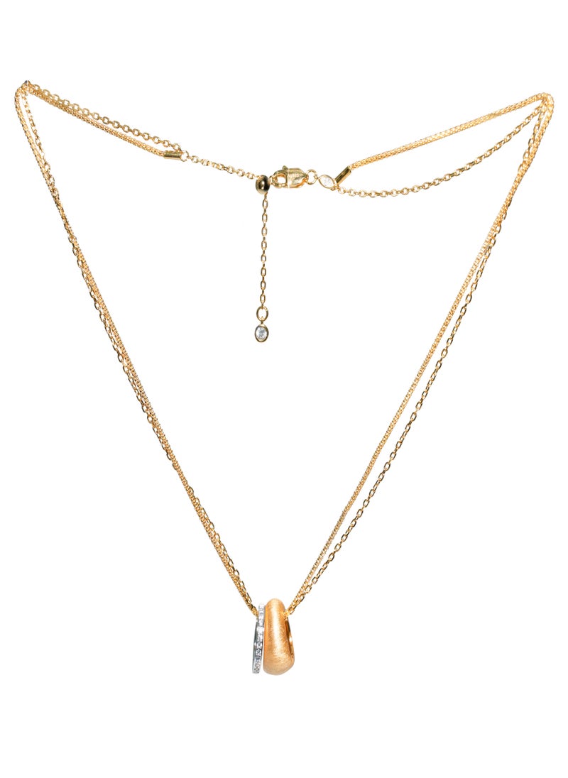 Generic Golden Diamond Halo Double-Chain Necklace  - Image 2