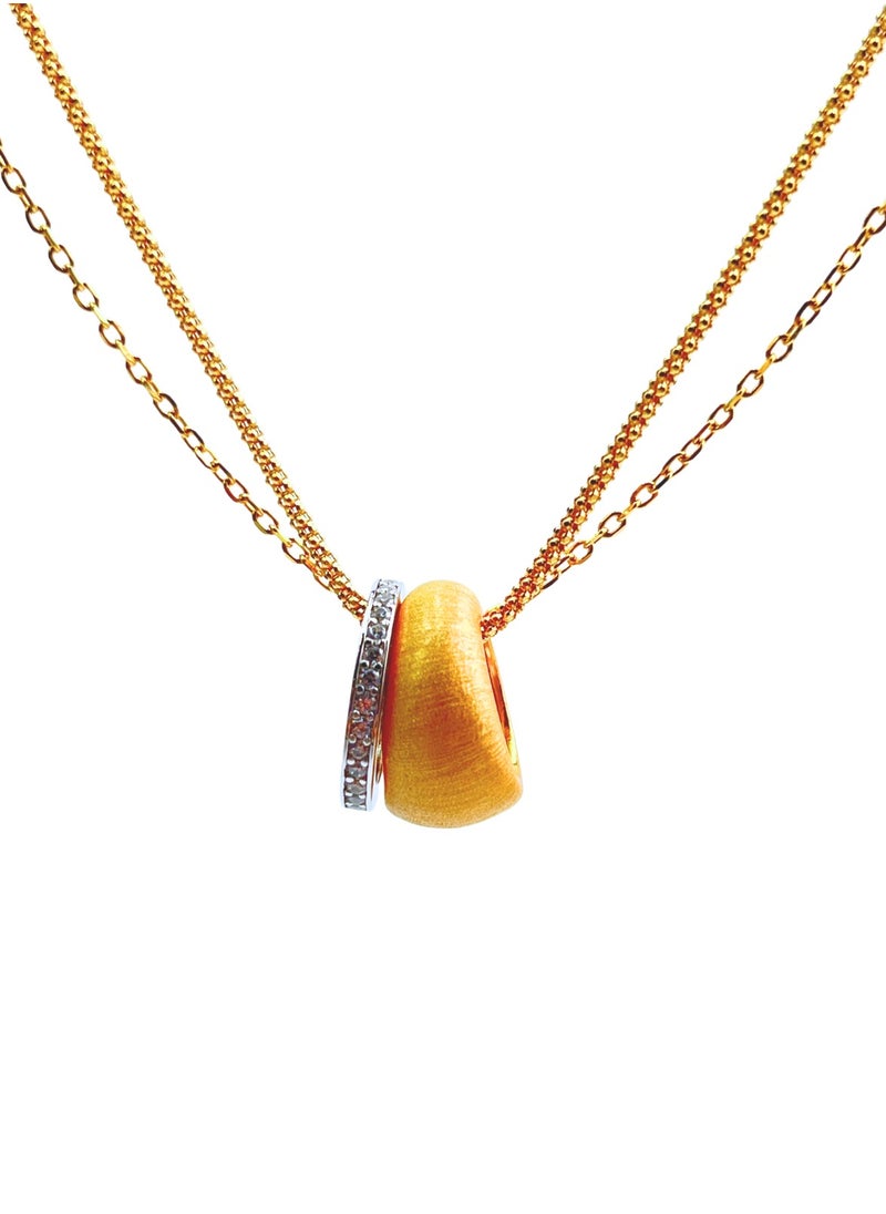 Generic Golden Diamond Halo Double-Chain Necklace  - Image 1