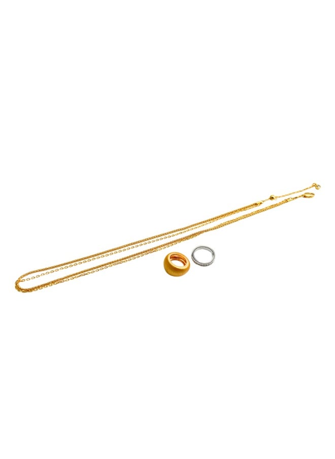 Generic Golden Diamond Halo Double-Chain Necklace  - Image 5