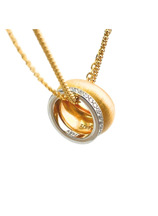 Generic Golden Diamond Halo Double-Chain Necklace  - Image 4