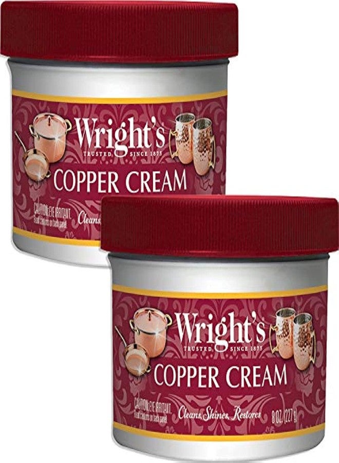Wright's Copper and Brass Polish and Cleaner Cream- 8 Ounce - 2 Pack - Gently Clean and Remove Tarnish Without Scratching,8 Ounce (Pack of 2) - Image 1