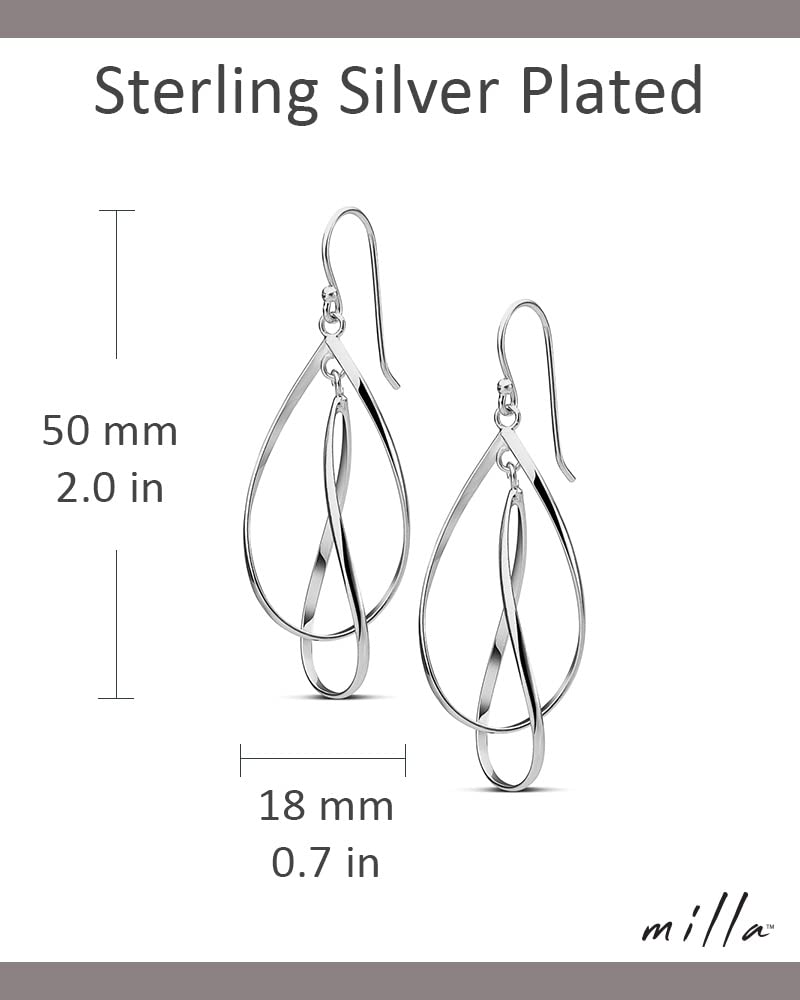 MILLA Teardrop Earrings for Women - Designer Silver Statement Earrings or Gold Dangle Earrings for Women Trendy Upscale Dangly Earrings (Teardrop/Sterling Silver Plated) - Image 2