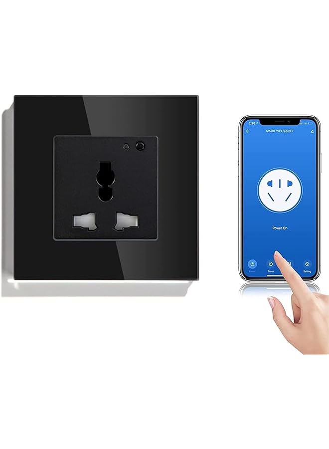 PROMASS promass Smart Socket, WiFi Outlet Socket Work with Alexa and Google Home, Smart Life App Remote Control, Smart Timer Wall Sockets, No Hub Required, 2.4Ghz Only(Black)  - Image 1