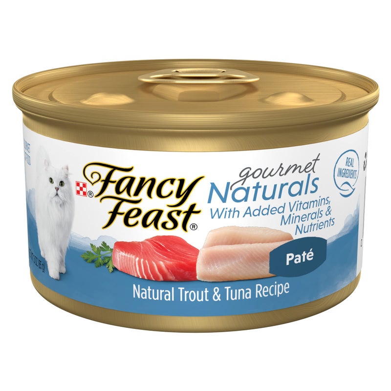 Fancy Feast Purina Fancy Feast Grain Free Wet Cat Food Pate Gourmet Naturals Trout and Tuna Recipe - (Pack of 12) 3 oz. Cans - Image 1