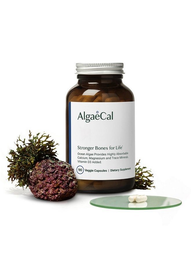 ALGAECAL - Plant Based Calcium Supplement With Vitamin D3 (1000 Iu) For Bone Strength Contains 13 Trace Minerals Supporting Bone Health Organic Calcium For Women & Men 90 Veggie Caps - Image 1