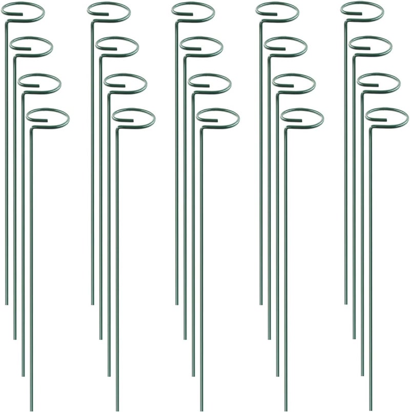 HiGift 20 Pack 24 Inch Plant Support Stakes, Single Stem Flower Support Stakes and Rings for The Garden, Metal Garden Stakes for Tall Plant Vegetables Amaryllis Orchid Lily Sunflower Rose Narcissus - Image 1