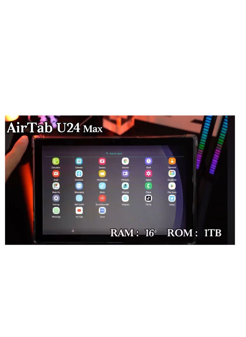 AirTab 10.1 -Inch Smart Tablet U24 MAX Android 13 Tablet With 1TB Storage and 16GB RAM Quad Core Wi-Fi LTE Dual Sim with Touch Pen and Keyboard - BLUE  - Image 3