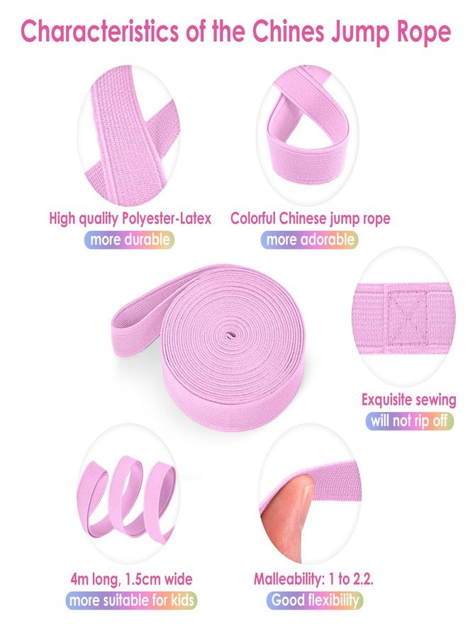 Cikyner Chinese Jump Rope, 4m Long 1.5cm Wide Elastic Chinese Ropes with Instructions French Skipping Rubber Band for Indoor and Outdoor Children Jumpsies Games, Ideal for Gifts for Girls and Boys - Image 2