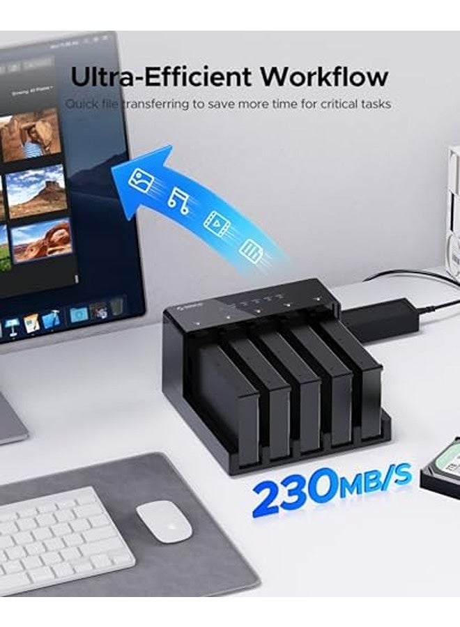 Orico 5-Bay USB 3.0 to SATA Docking Station | Offline Cloner for 2.5”/3.5” SSD & HDD – Supports Up to 50TB (5×10TB) – Tool-Free External Drive Dock - Image 4