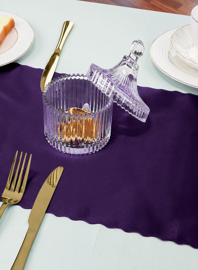 Eychei Set of 5 Purple Satin Table Runners, 12" x 108" Long Bright & Smooth Table Runner with Scalloped Edges, Satin Table Cloth Table Runner Decor for Wedding, Party, Banquet - Image 5