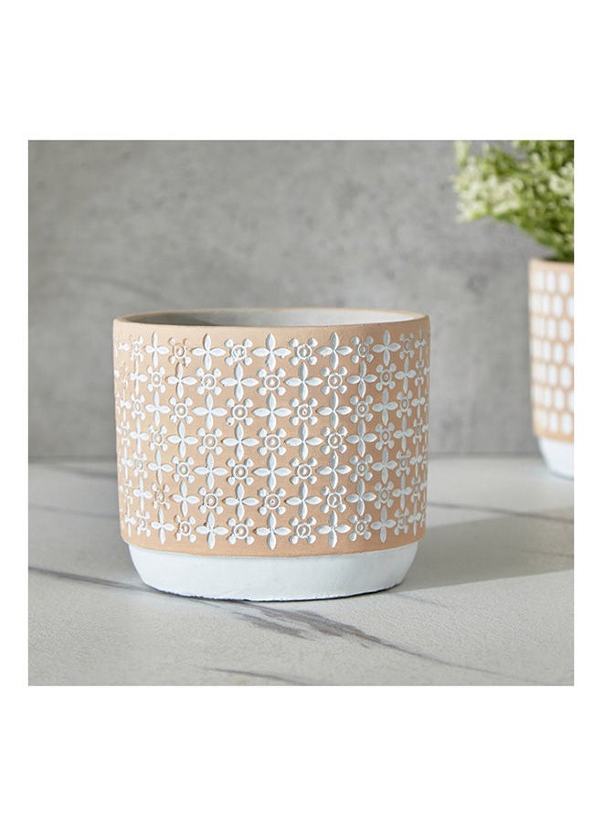 Home Box - Olive Cement Garden Pot with Signs Pattern Etching 14x14x12 cm - Image 1