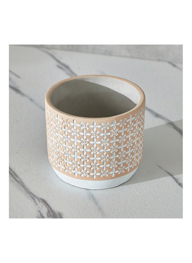 Home Box - Olive Cement Garden Pot with Signs Pattern Etching 14x14x12 cm - Image 1
