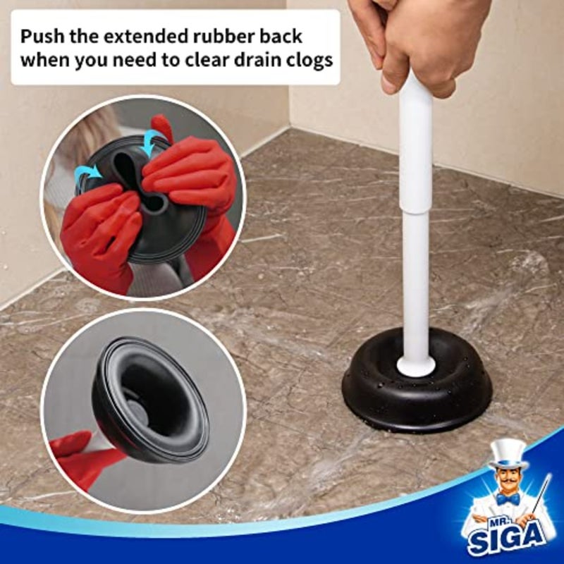 مكبس مرحاض MR.SIGA مع حامل، مكبس مرحاض عالي التحمل وحامل كومبو لتنظيف الحمام، أبيض - Image 5