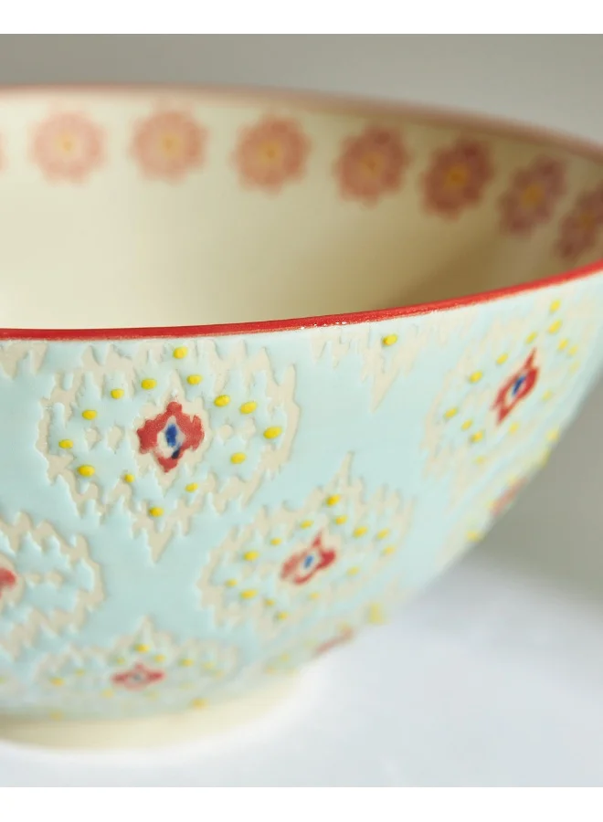 Chumbak Ikat Fusion Medium Serving Bowl, Blue