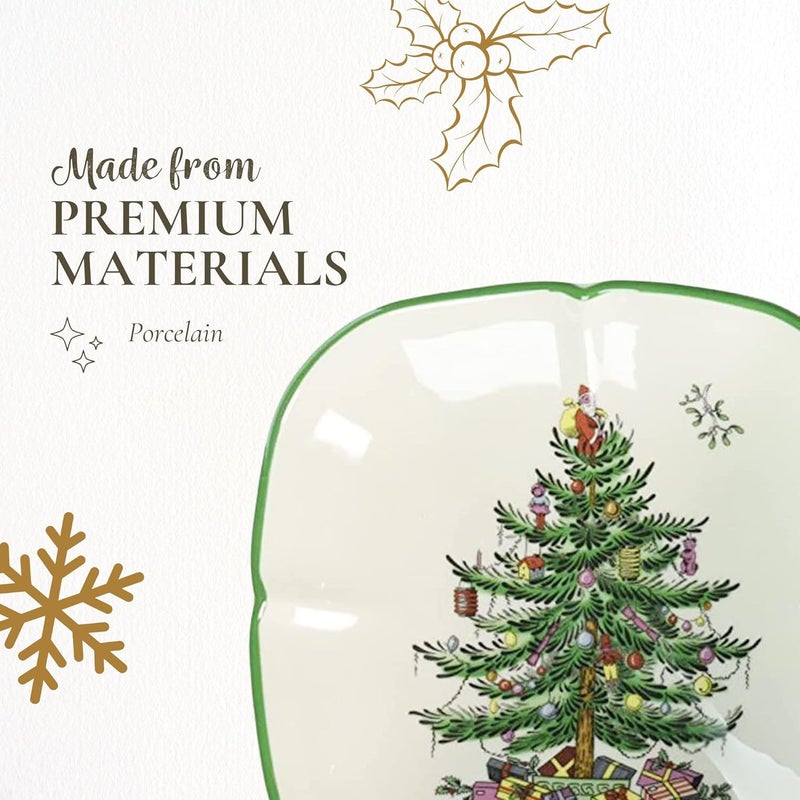 Spode Christmas Tree Sculpted Square Dish - 5.5" Festive Serving Bowl for Holiday Appetizers, Desserts & Seasonal Snacks, Winter Table Décor - Fine Porcelain - Christmas Tableware - Image 4