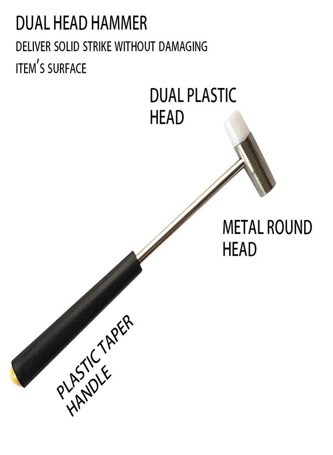 MIKMAYTOO Dual Head Small Hammer, 7 Inches, Plastic Head and Metal Head, Black Plastic Grip, Double face Jewelry Mallet, Mini Hammer for Watch, Tuning, Woodworking, Toys, DIY, Leather, Instruments - Image 2