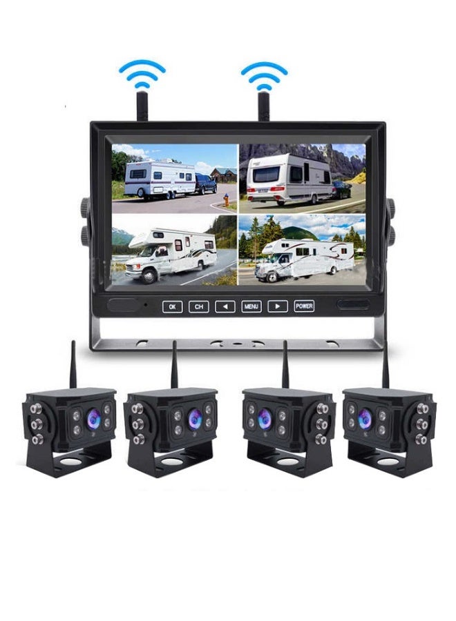 7 inch wireless dash cam 4 channels 1080P AHD cameras for trucks, motorhomes, campers, and trailers - Image 1