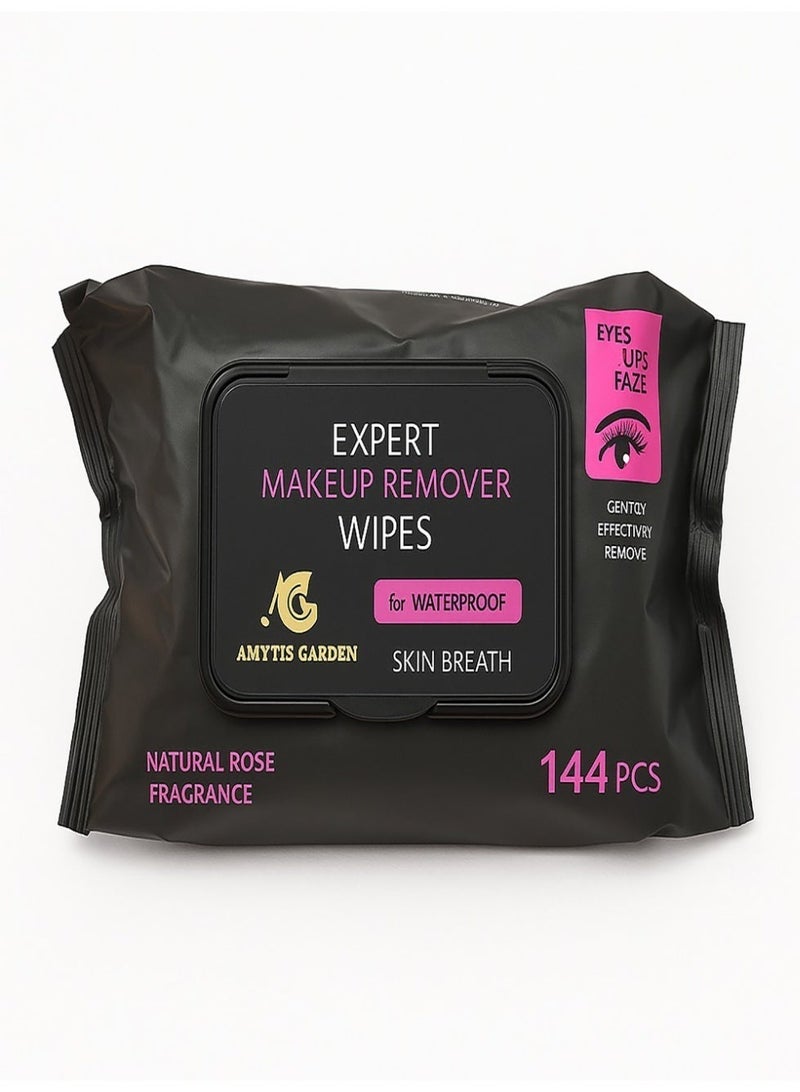 Amytis Garden Waterproof Makeup Remover Wipes with Natural Lavender Fragrance – 144 Pcs - Image 1