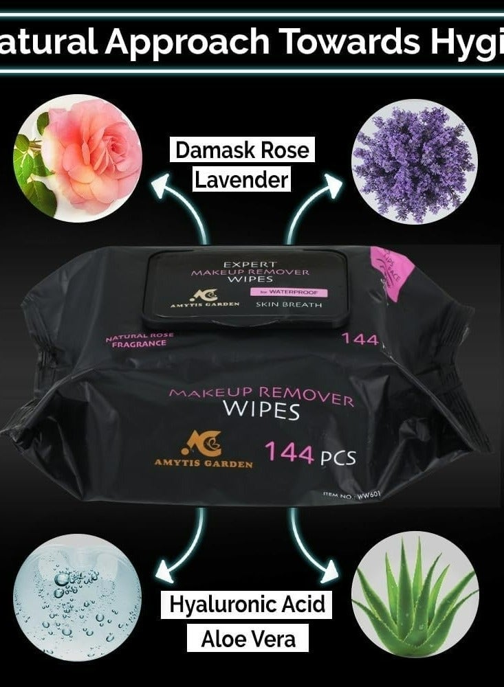 Amytis Garden Waterproof Makeup Remover Wipes with Natural Lavender Fragrance – 144 Pcs - Image 4