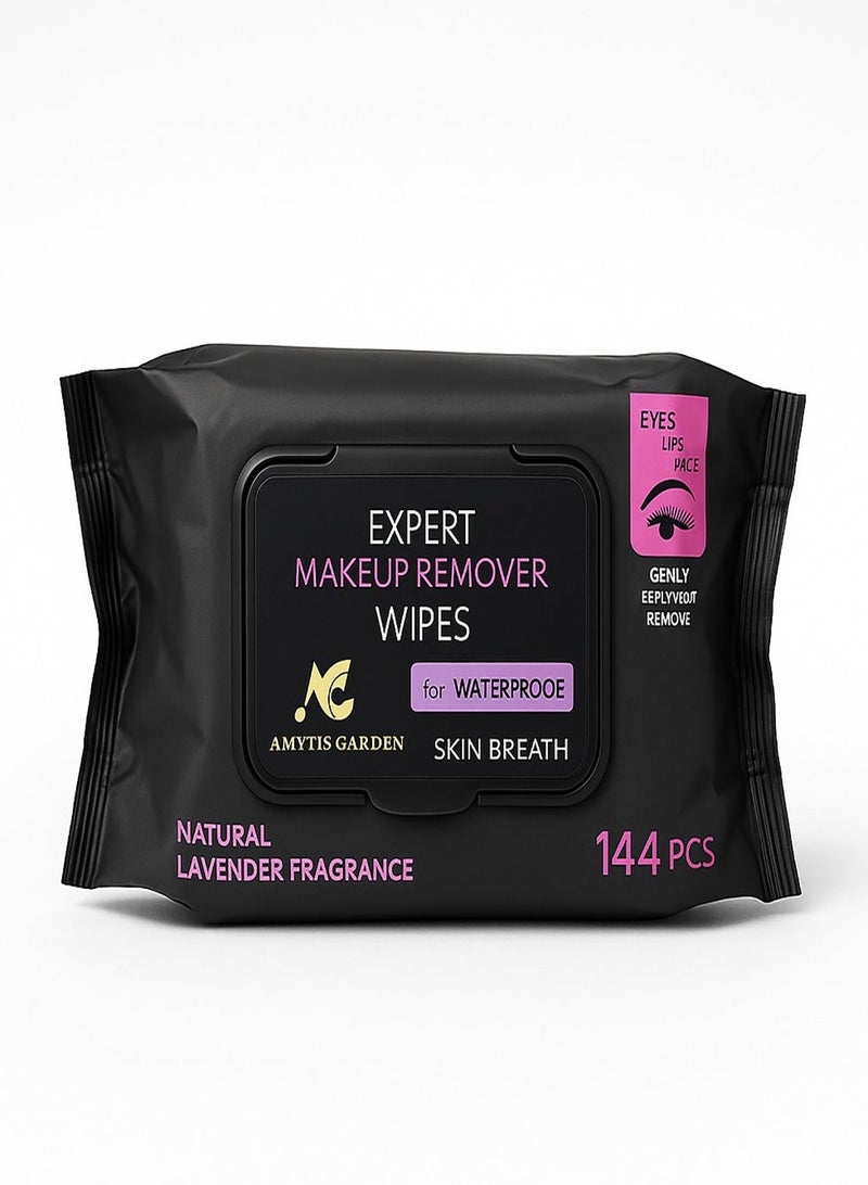 Amytis Garden Waterproof Makeup Remover Wipes with Natural Lavender Fragrance – 144 Pcs - Image 3