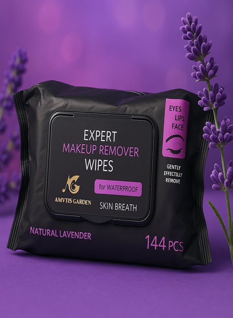 Amytis Garden Waterproof Makeup Remover Wipes with Natural Lavender Fragrance – 144 Pcs - Image 2