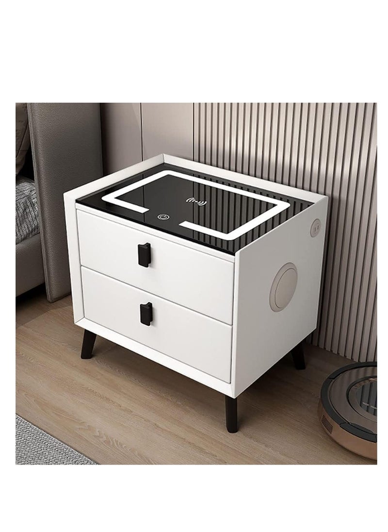 Generic - Smart Bedside Table, Multi-Functional Nightstand End Table, Wooden Side Table, with Wireless Charging USB Port and Bluetooth Speaker, for Home Living Room Bedroom Hotel Office (With Bluetooth Speaker) - Image 1