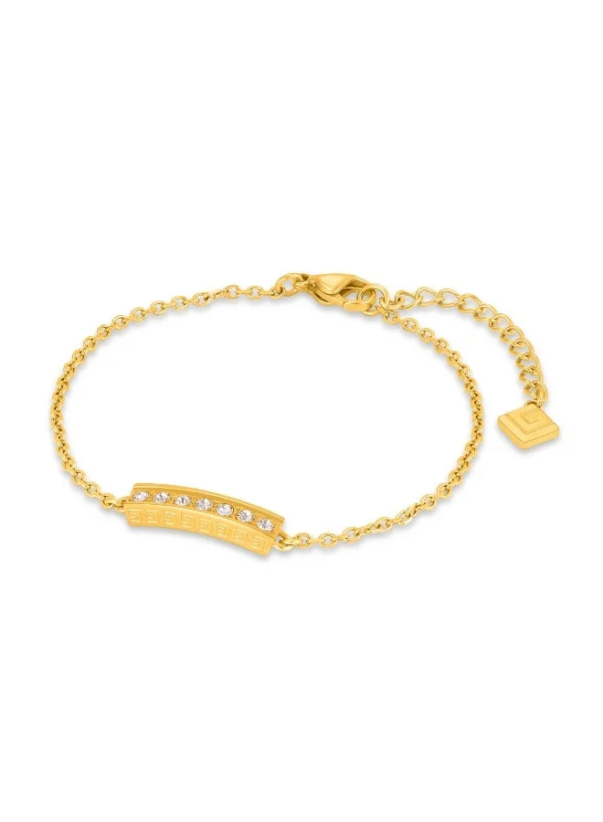 غاي لاروش Audrey Gold-Plated Bracelet with Running Logo & Crystals