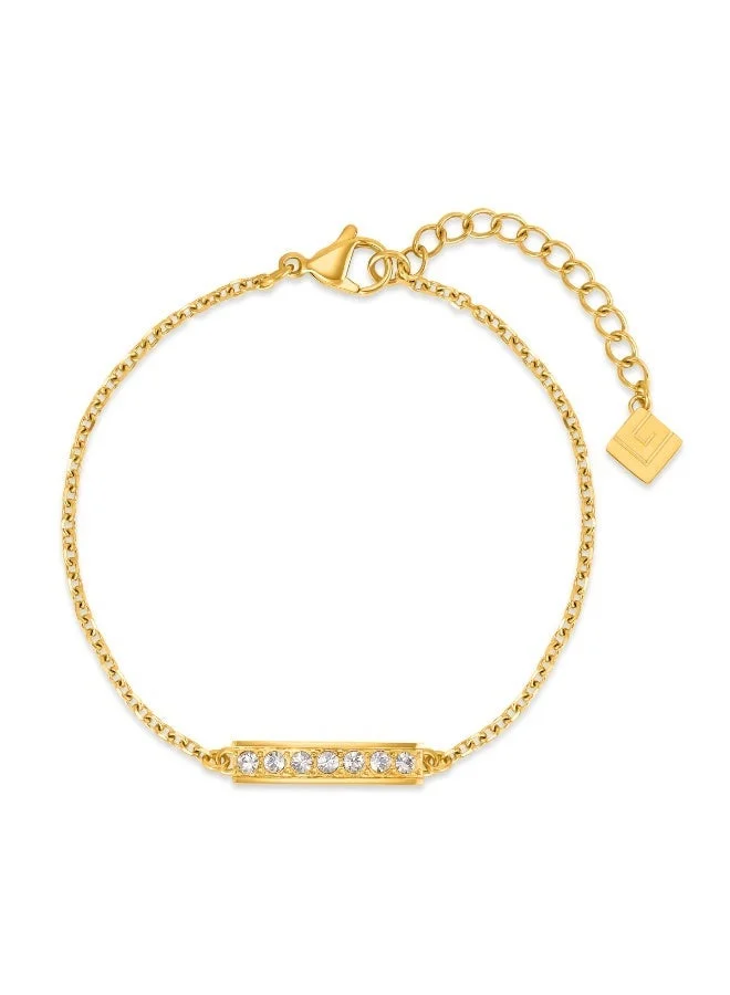 غاي لاروش Audrey Gold-Plated Bracelet with Running Logo & Crystals