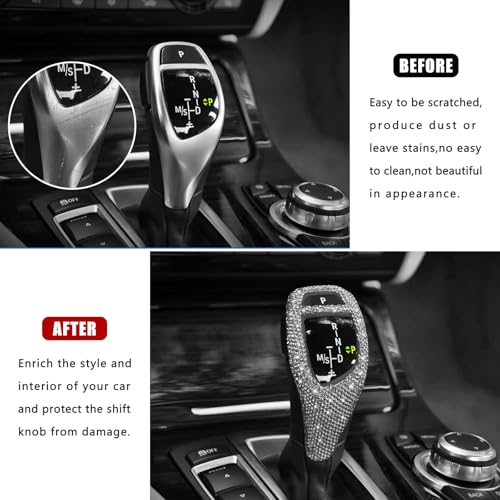 HHLOU Bling Interior Accessories Gear Shift Knob Cover Trim Fit for BMW 1 2 3 4 5 6 Series 3GT 5GT X3 X4 X5 X6Model A - Image 3