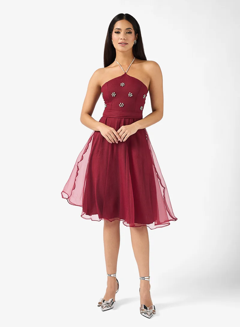 Ella Limited Edition Halter Neck Cocktail With Embellished Bodice