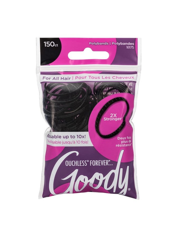 قودي  ربطة شعر مطاطية من البولي باند للسيدات من Ouchless، عدد 150 من إكسسوارات الشعر الناعم باللون الأسود لتصفيفها بسهولة والحفاظ على شعرك آمنًا، مثالية للمرح وتسريحات الشعر الفريدة الخالية من الألم - Image 1