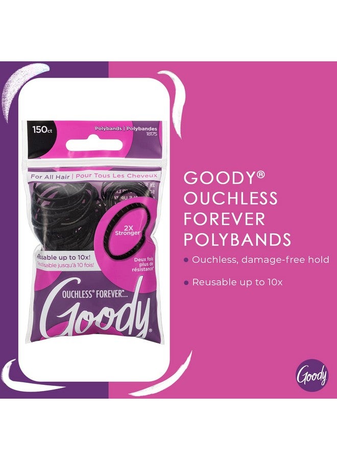 قودي  ربطة شعر مطاطية من البولي باند للسيدات من Ouchless، عدد 150 من إكسسوارات الشعر الناعم باللون الأسود لتصفيفها بسهولة والحفاظ على شعرك آمنًا، مثالية للمرح وتسريحات الشعر الفريدة الخالية من الألم - Image 2
