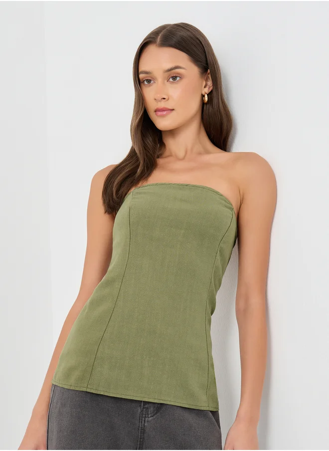 Styli Styli Linen Look Bandeau Neck Top
