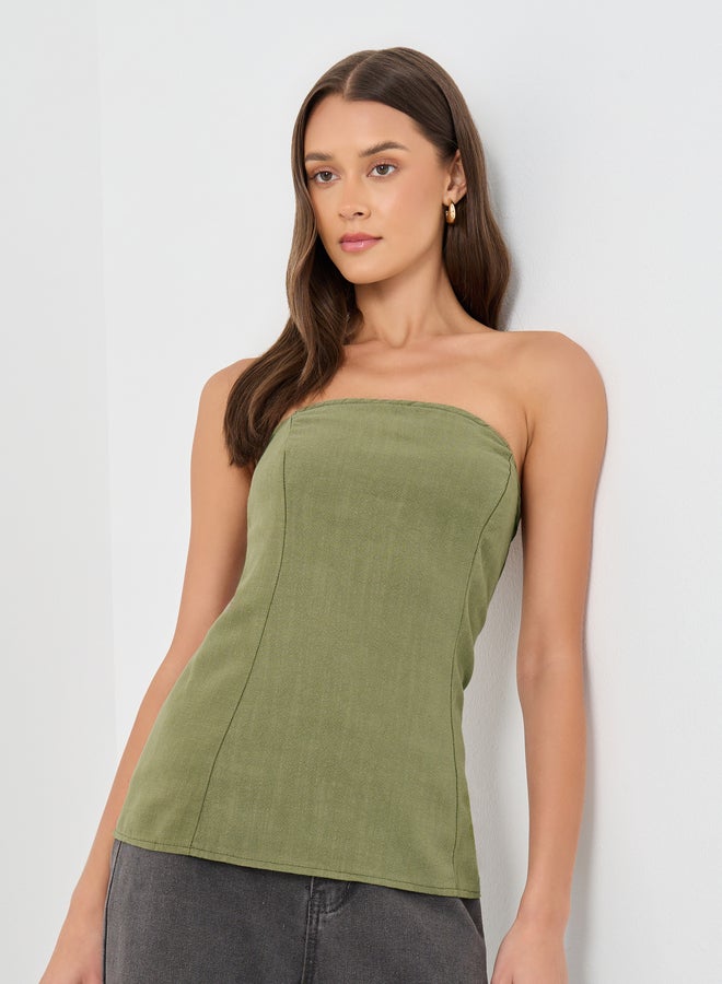 Styli Linen Look Bandeau Neck Top - Image 1