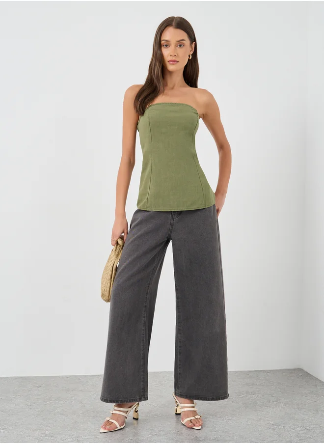 Styli Styli Linen Look Bandeau Neck Top