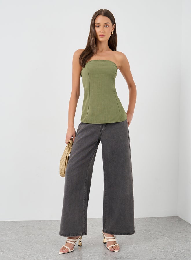 Styli Linen Look Bandeau Neck Top - Image 2