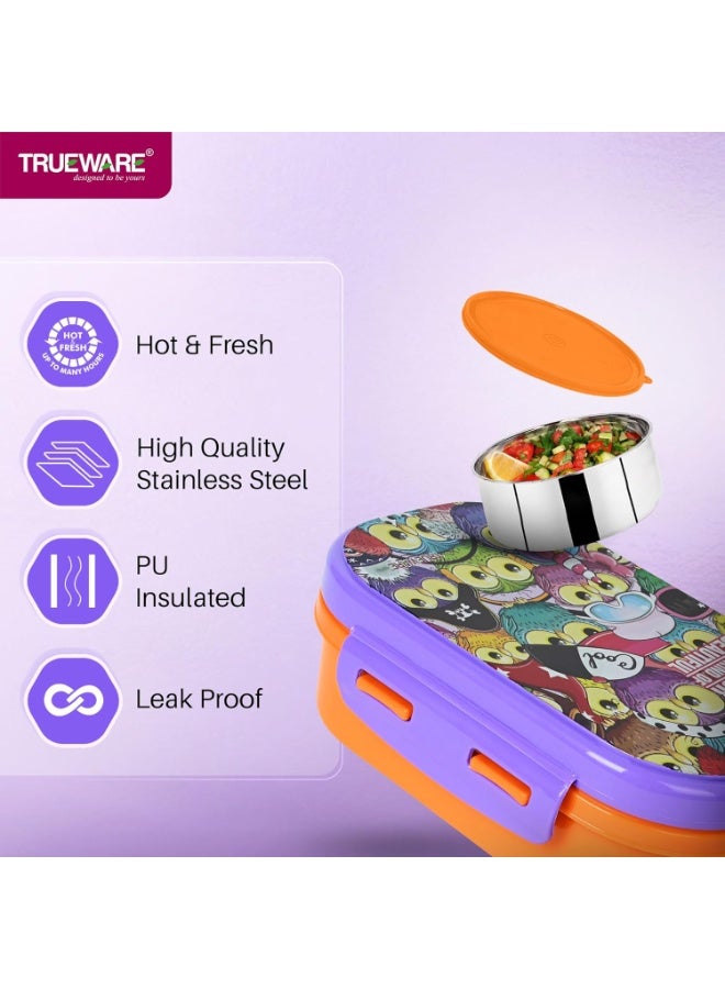 Trueware Byte Steel Lee Pu Insulated Hot Lunch Box 600ML Big Container & 150 ML Container | BPA Free | Food Grade | Keep Food hot for Long Hours - Image 2