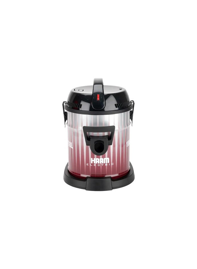 هام Barrel Vacuum Cleaner, 18 L 1800 W HM-VC18-18L Grey/Red - Image 2