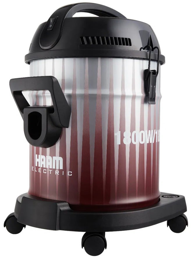 هام Barrel Vacuum Cleaner, 18 L 1800 W HM-VC18-18L Grey/Red - Image 4