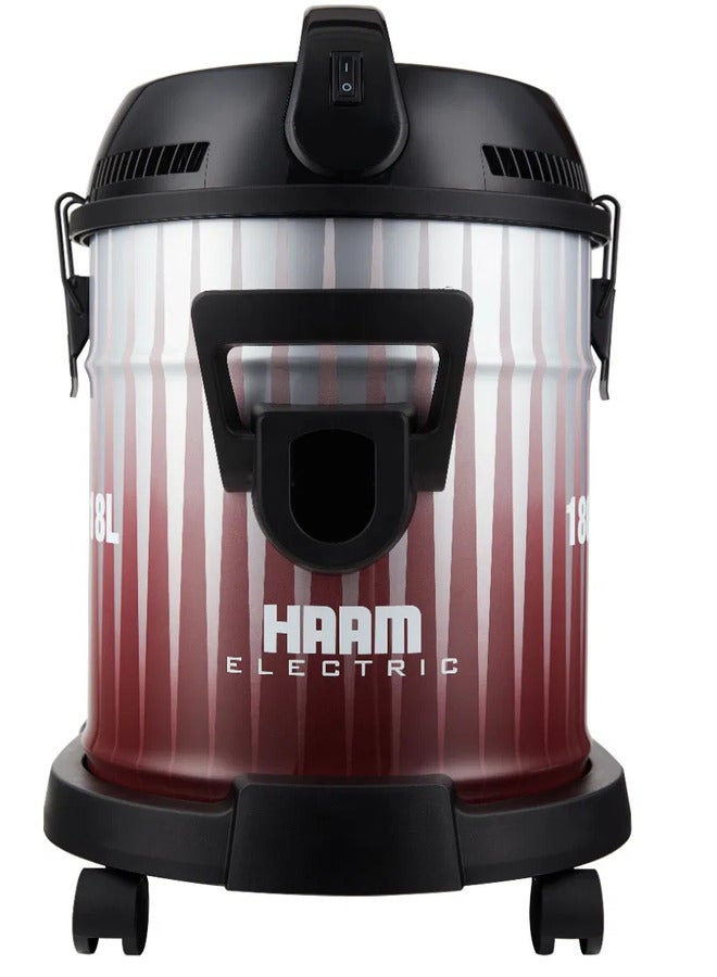 هام Barrel Vacuum Cleaner, 18 L 1800 W HM-VC18-18L Grey/Red - Image 5
