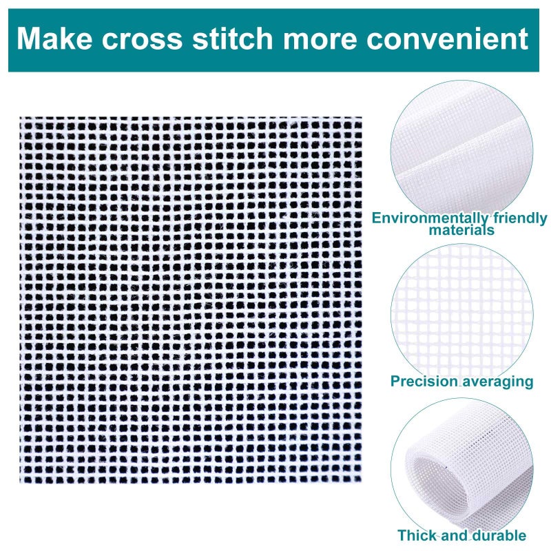 Knitgrip Needlepoint Canvas 14 Mesh Blank White Canvas Polyester Cotton Twist Interlock for Embroidery, Knit Crochet Projects and Make Dividers(20 x 20 Inches,2 Pack) - Image 3
