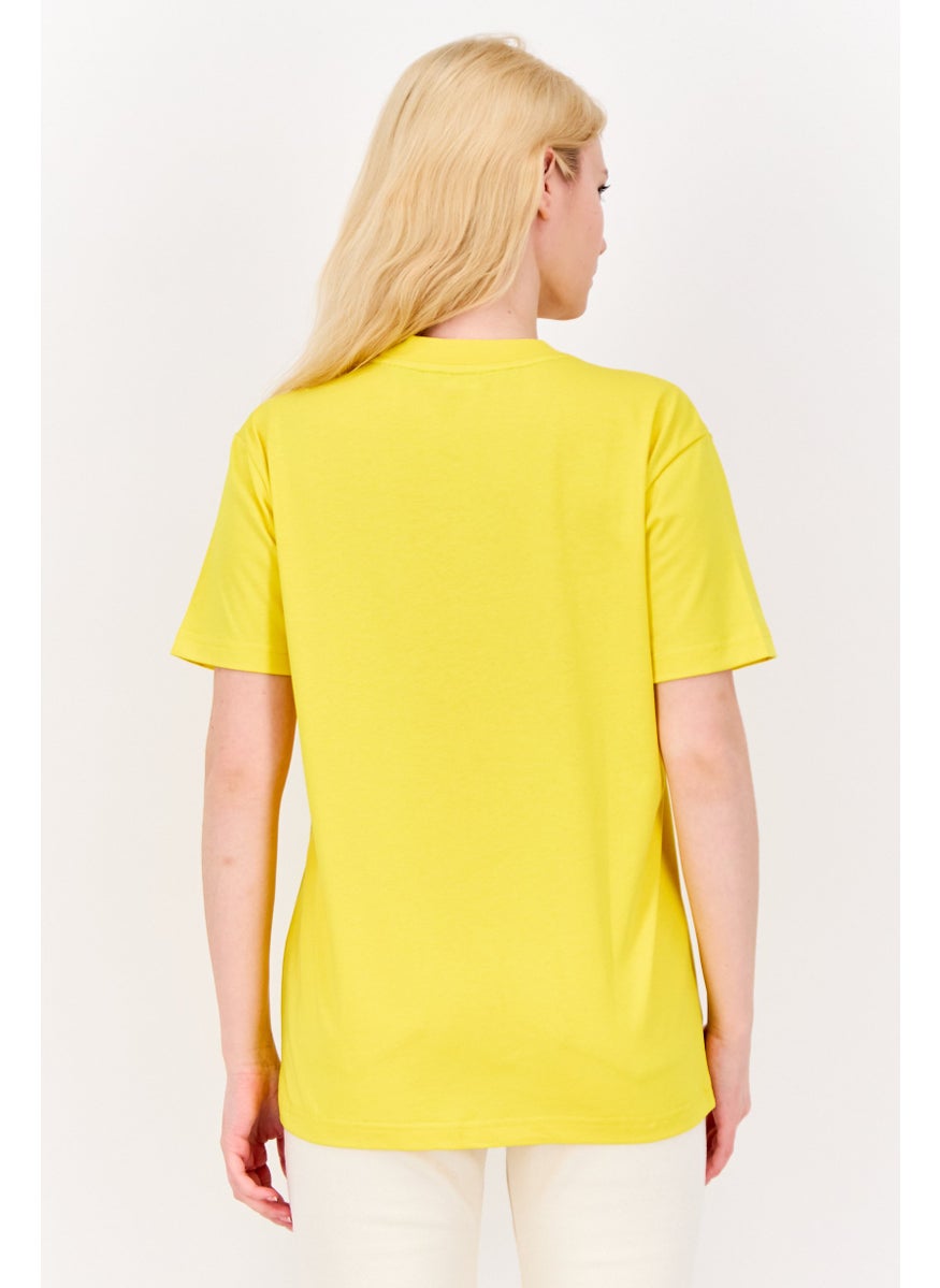 ESPRIT - Women Crew Neck Brand Logo Short Sleeves T-shirt, Yellow - Image 1