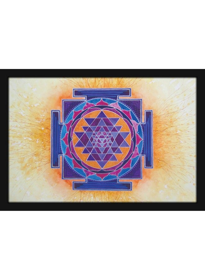 Mad Masters Lucky Charm Mandala Sri Yantra Painting Hanging Photo Frame Decorative Item for Living Room, Bedroom, Home Decor and Wall Decoration (MM 2970, 12x18 Inch, Paper, Without Plexi Glass) - Image 1