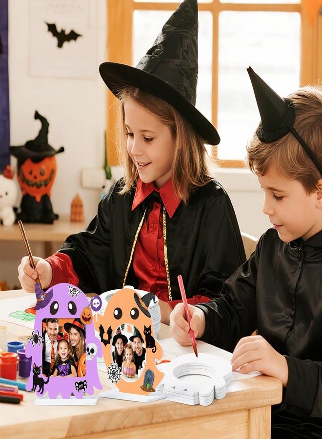 TICIAGA Halloween Ghost Photo Frame Craft - 16 Set Unfinished Halloween Wood Picture Frame Craft Kit with Sticker for Kids Classroom Activities, DIY Trick or Treat Spooky Ghosts Table Decor for Home - Image 5